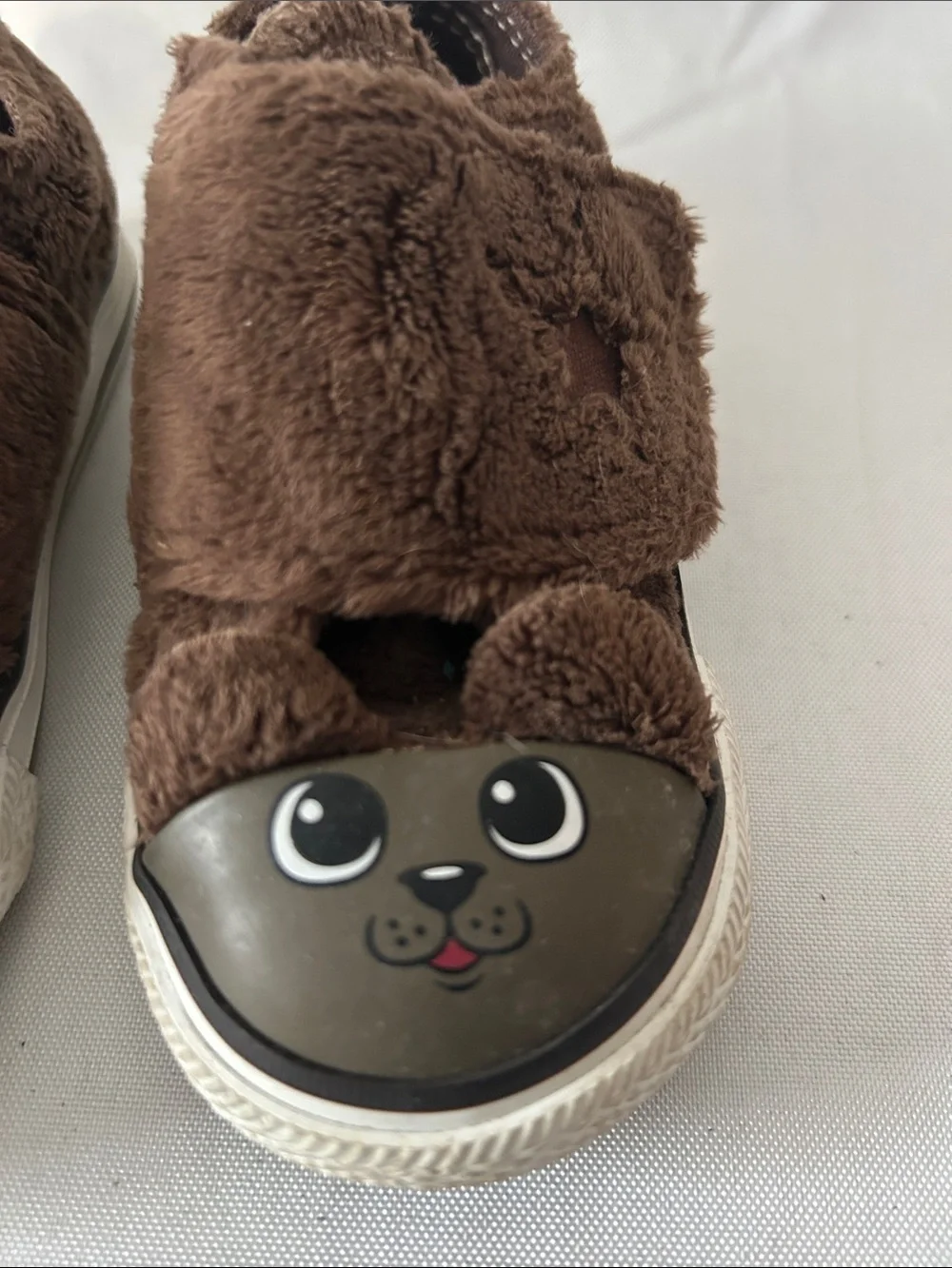 Converse All Star Toddler Brown Plush Puppy Slip-On Velcro Sneakers Size 7